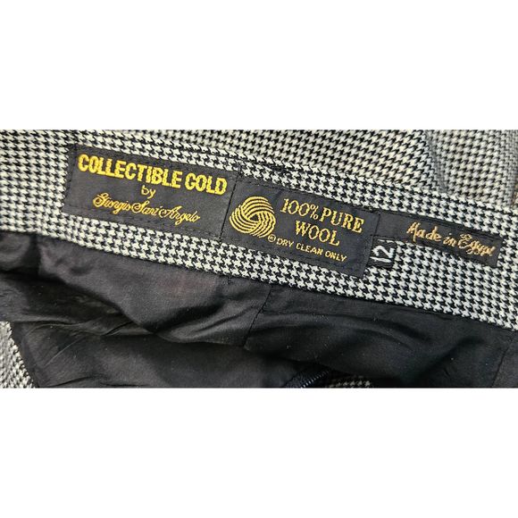 Vintage 80's Wool Houndstooth Pleat Front Tapered Dress Pants 12 Collectible Gol - Picture 6 of 8